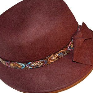 Adora Wool Cloche Hat Brown with Ribbon